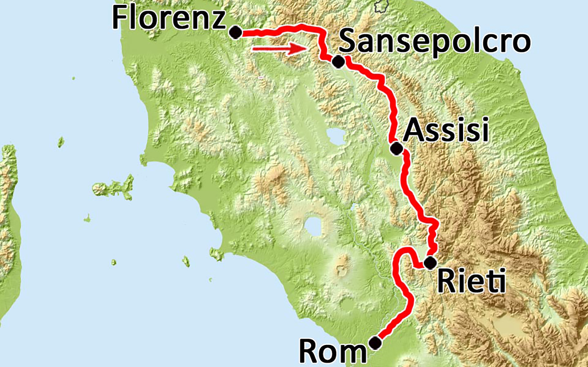 Karte des Franziskusweges
