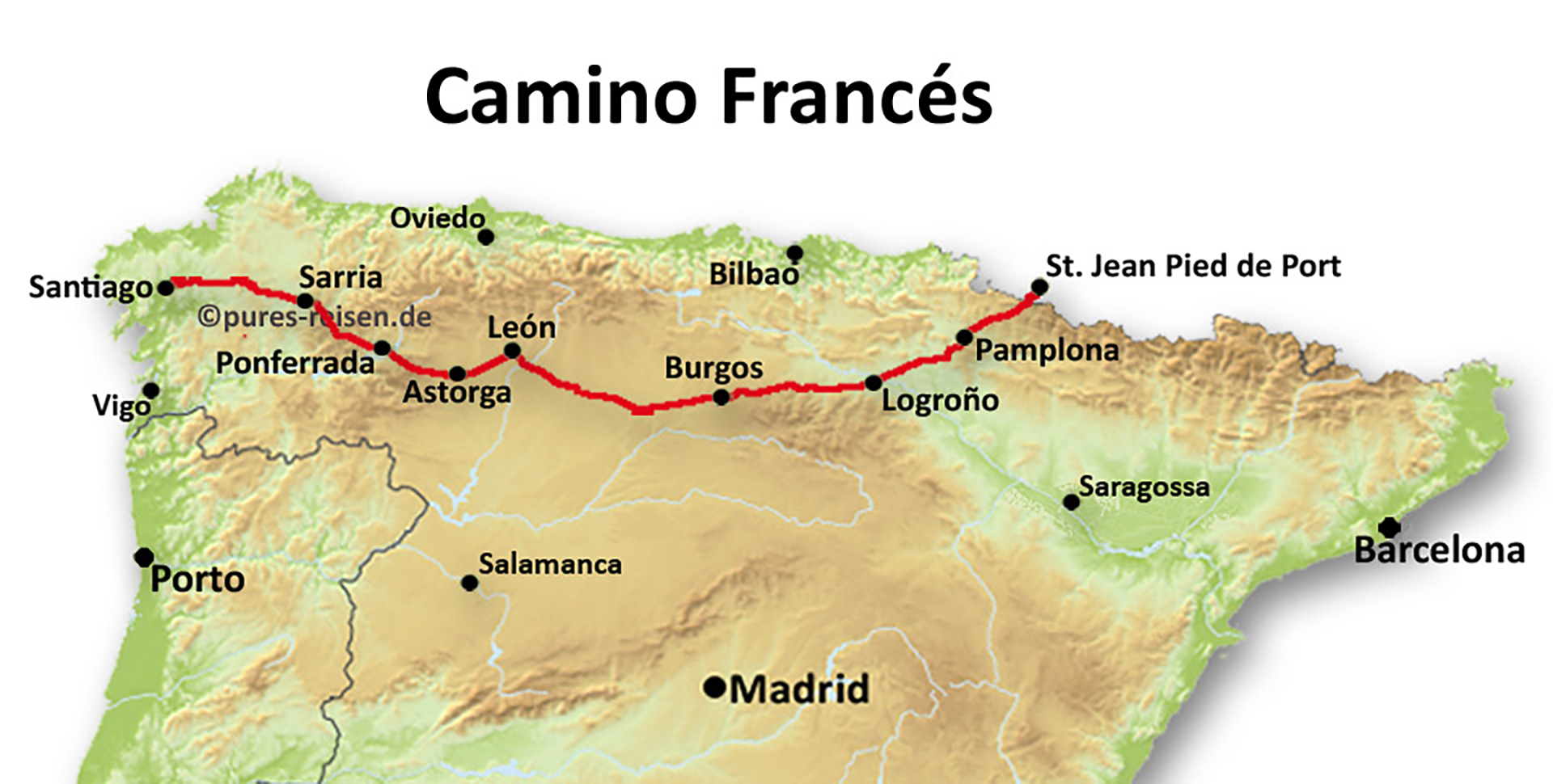 Jakobsweg Camino Francés Karte