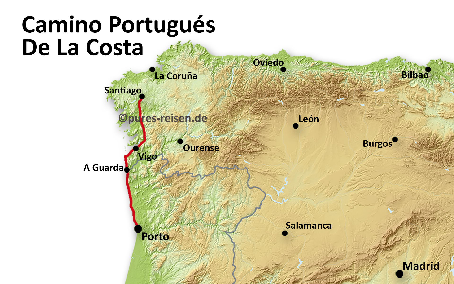 Camino Portugués de la Costa Karte